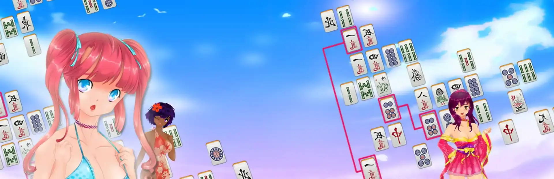 Mahjong Pretty Manga Girls background