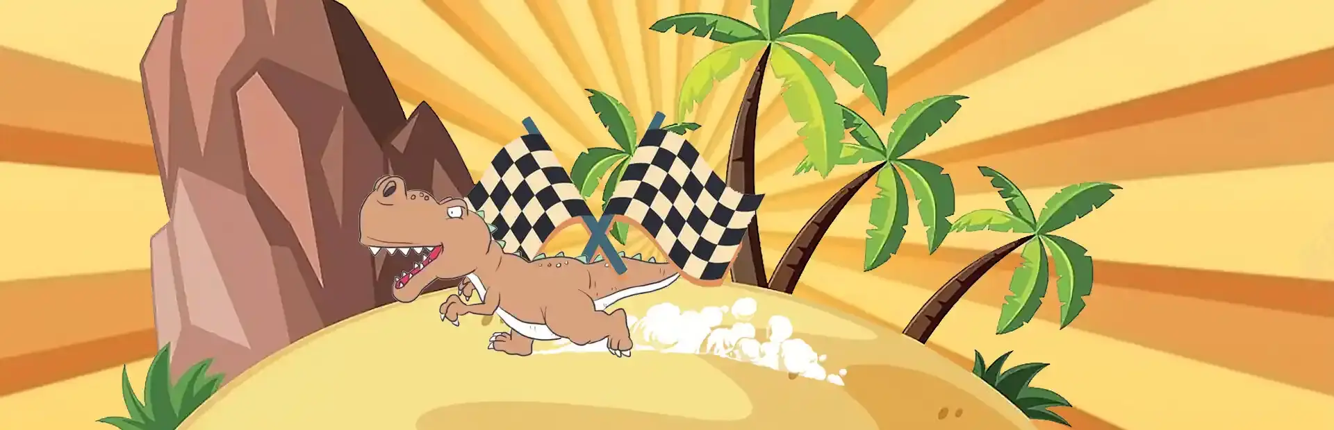 VR Racing on Dinosaur Island background