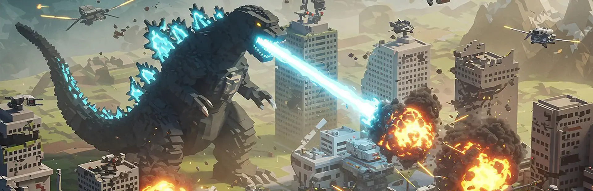 Godzilla Voxel Wars background