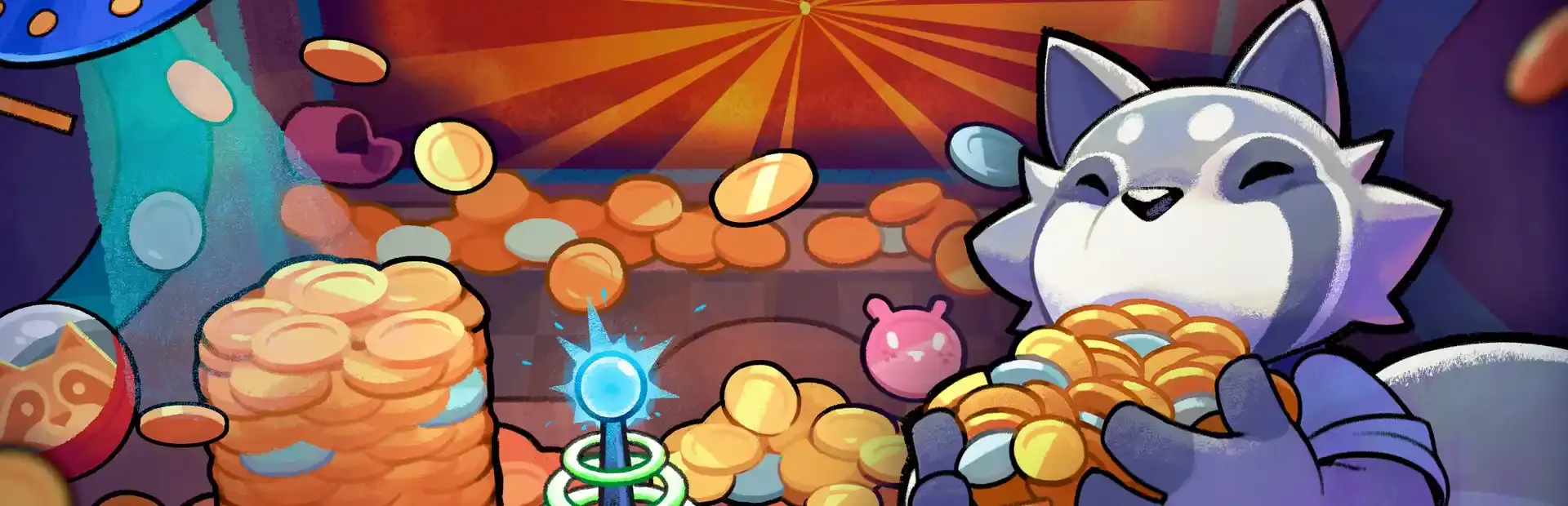 Raccoin: Coin Pusher Roguelike background