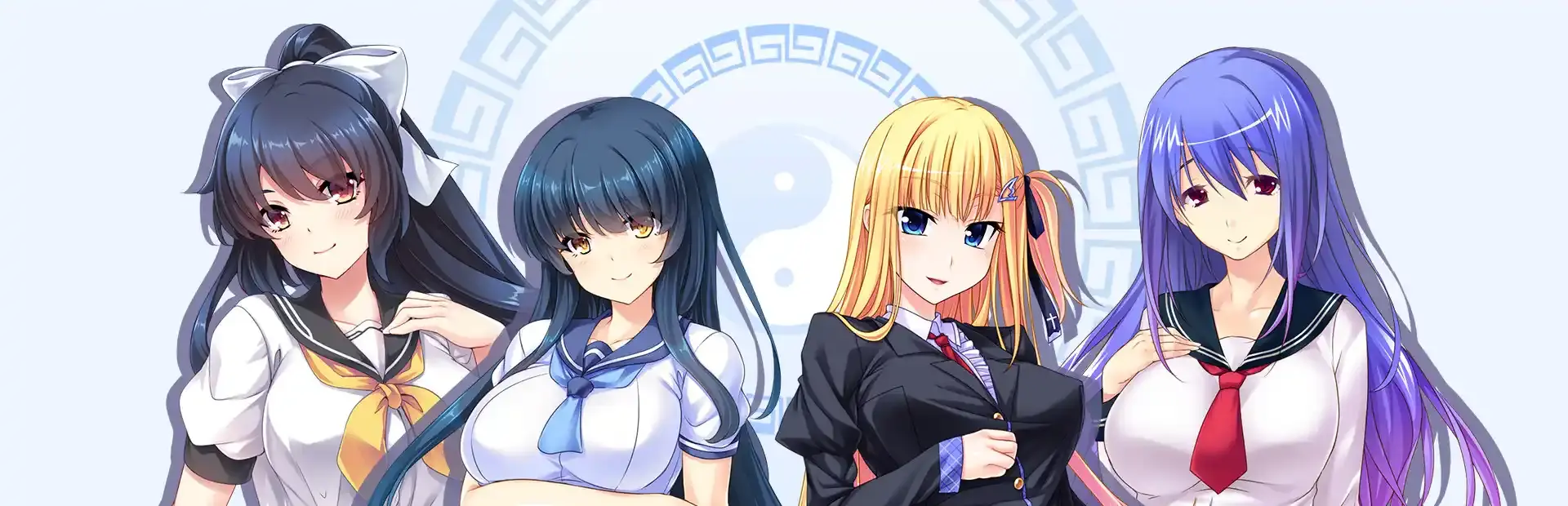 Pretty Girls Mahjong Solitaire: Blue background