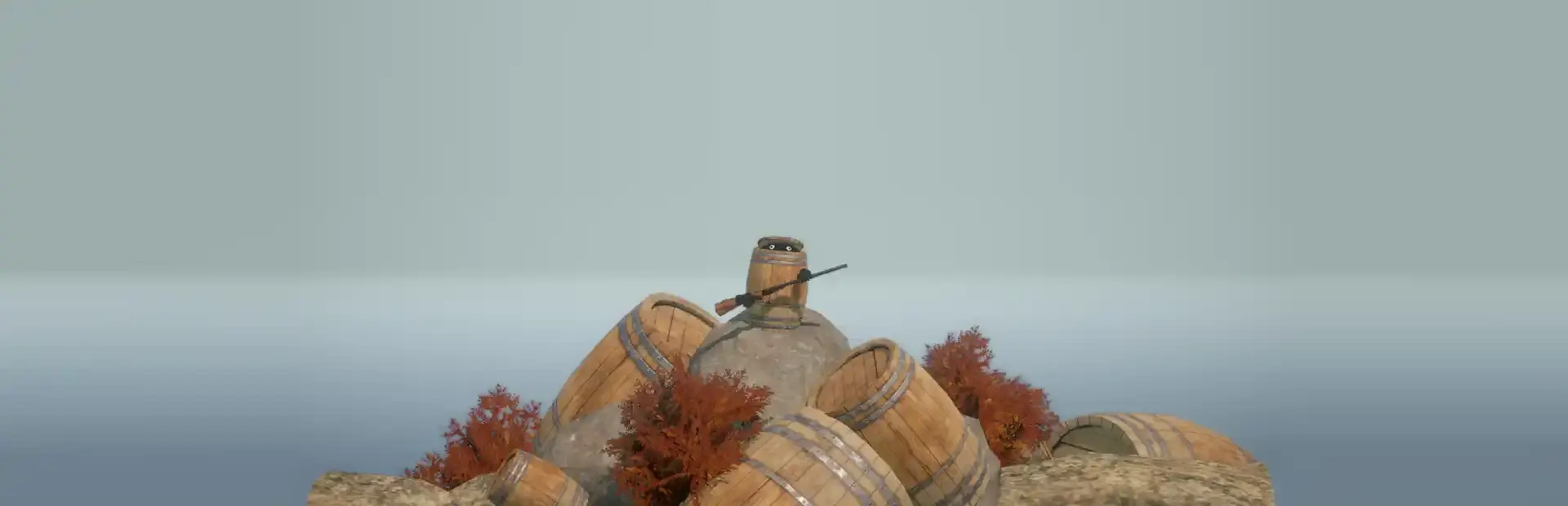 Climbing In Barrel With Double-Barrel background