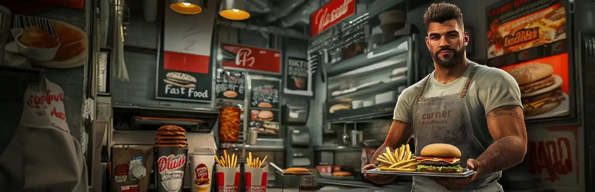 Corner Kitchen Fast Food Simulator background