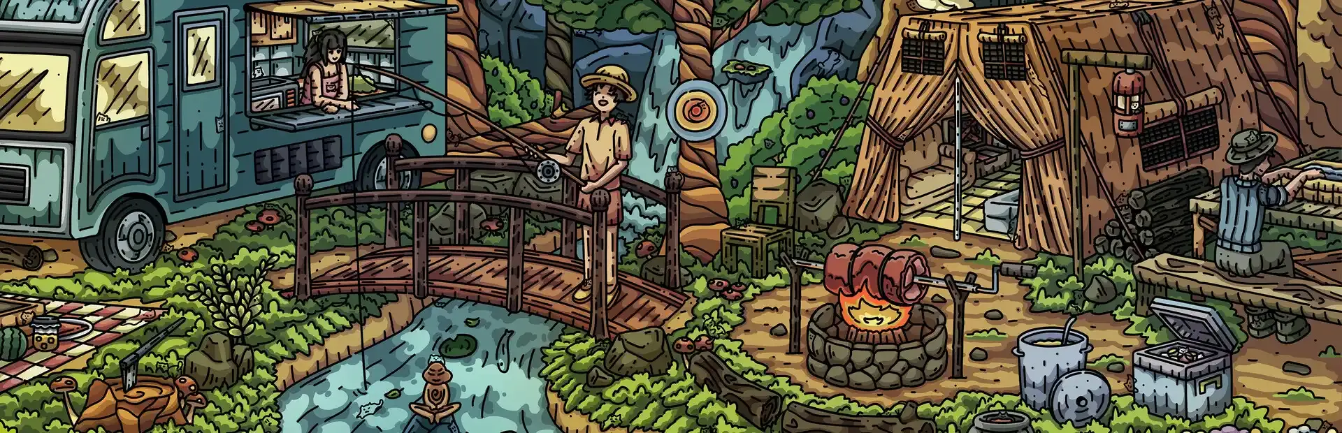 100 Camp Cats background