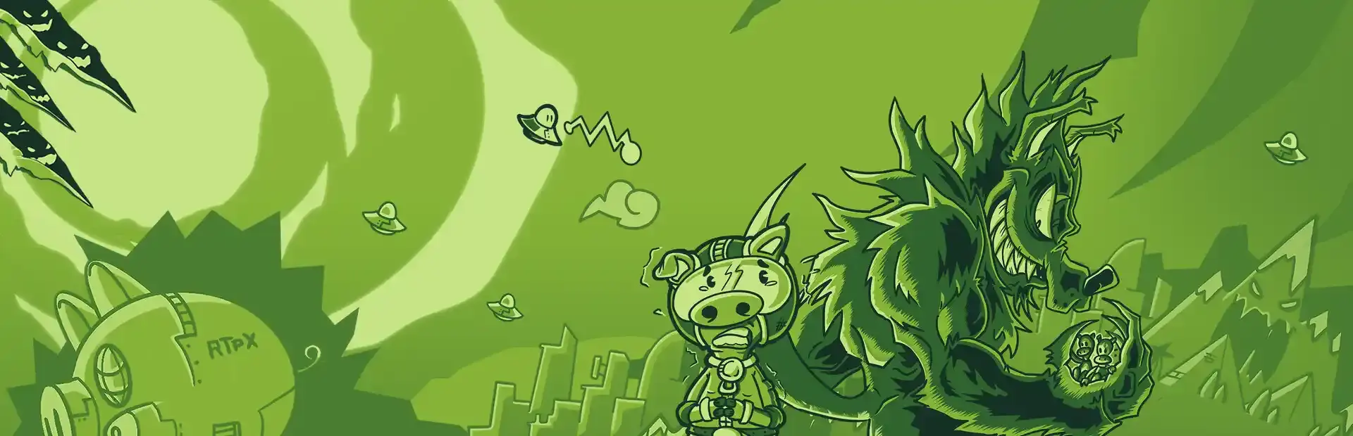 PigShip and the Giant Wolf background
