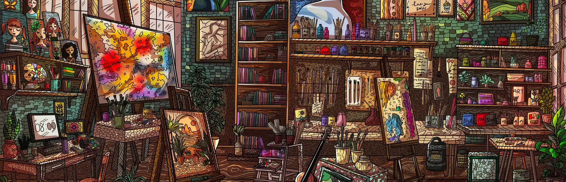 100 Artroom Cats background